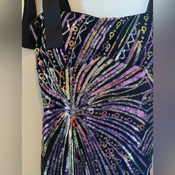 Sequin Cocktail Dress with Satin Ribbon Ties - Picture 3 of 4